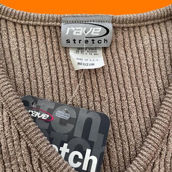 90's vintage short sleeve v neck bodycon top MEDIUM *deadstock* ~runs small~ - Picture 5 of 7